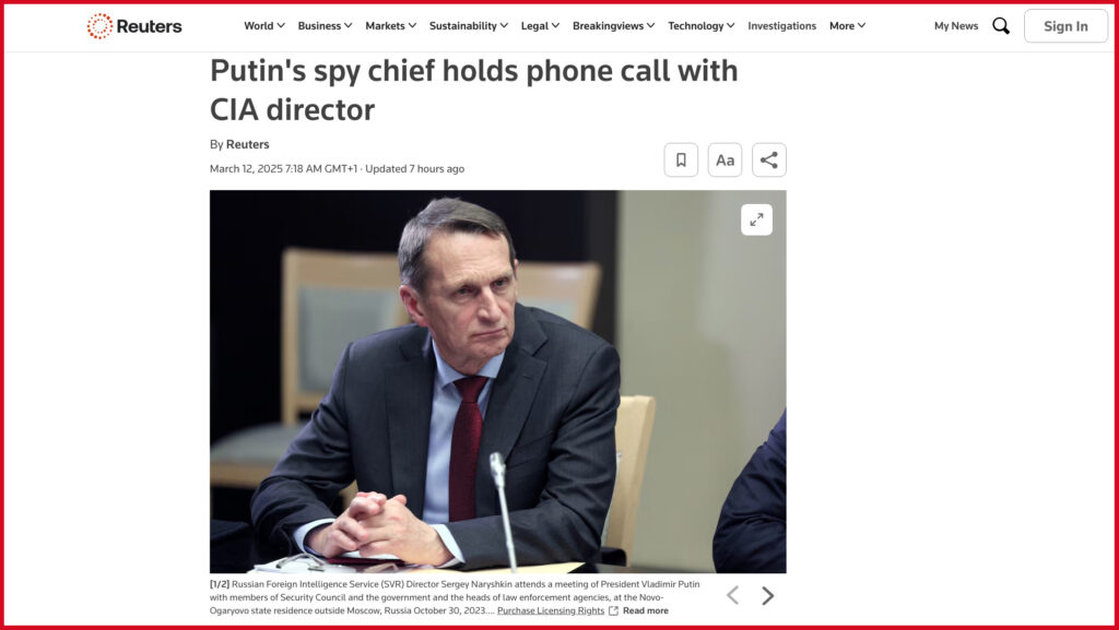 Putin's spy chief holds phone call with CIA director