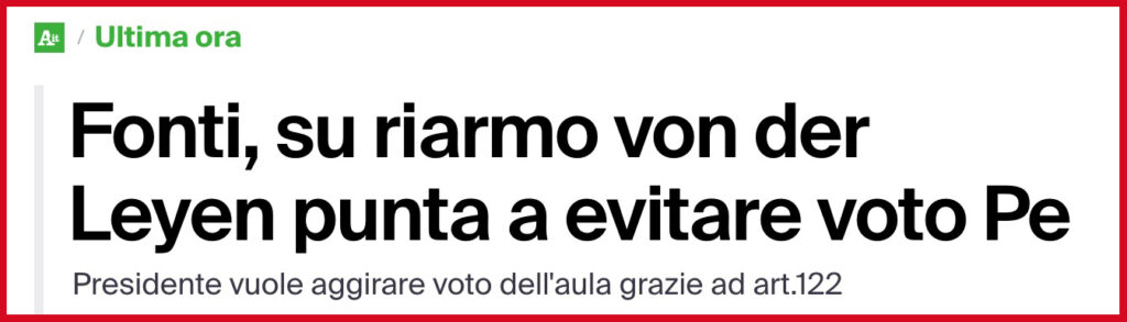 Fonti, su riarmo von der Leyen punta a evitare voto Pe