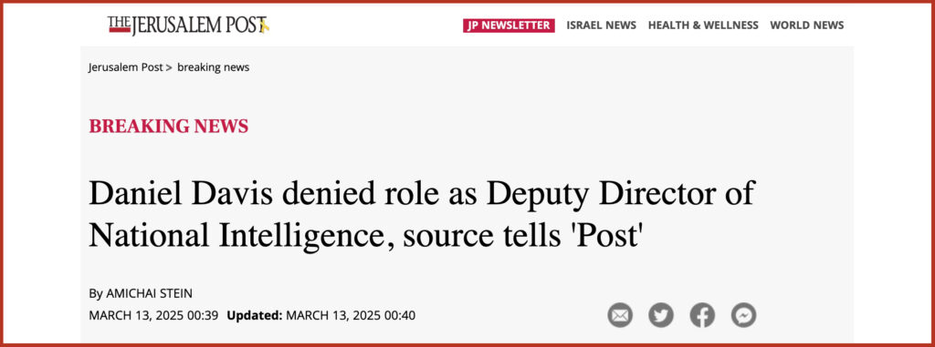 Daniel Davis denied role as Deputy Director of National Intelligence, source tells 'Post'