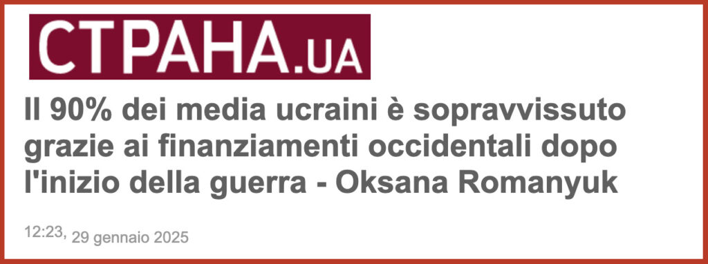 Il 90% dei media ucraini è sopravvissuto grazie ai finanziamenti occidentali dopo l'inizio della guerra - Oksana Romanyuk