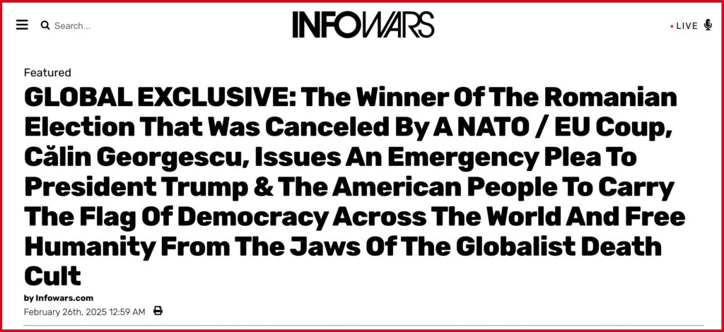 GLOBAL EXCLUSIVE: The Winner Of The Romanian Election That Was Canceled By A NATO / EU Coup, Călin Georgescu, Issues An Emergency Plea To President Trump & The American People To Carry The Flag Of Democracy Across The World And Free Humanity From The Jaws Of The Globalist Death Cult