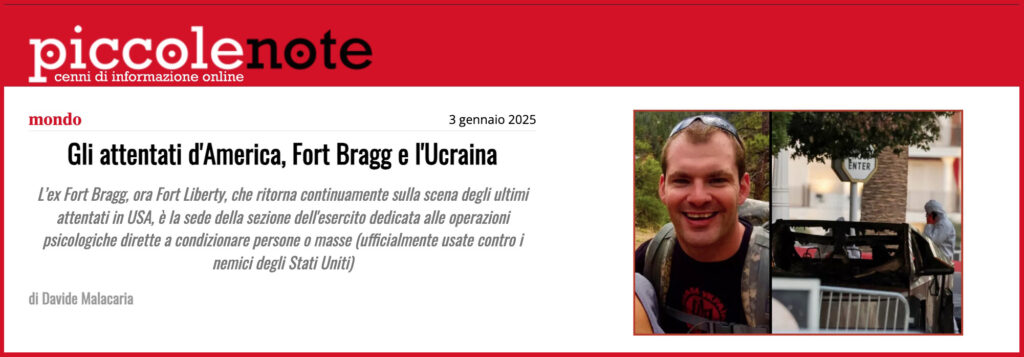 Gli attentati d'America, Fort Bragg e l'Ucraina