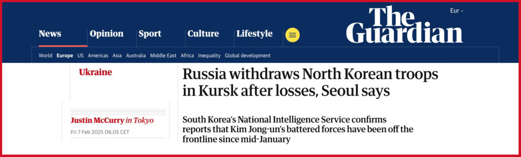 Russia withdraws North Korean troops in Kursk after losses, Seoul says