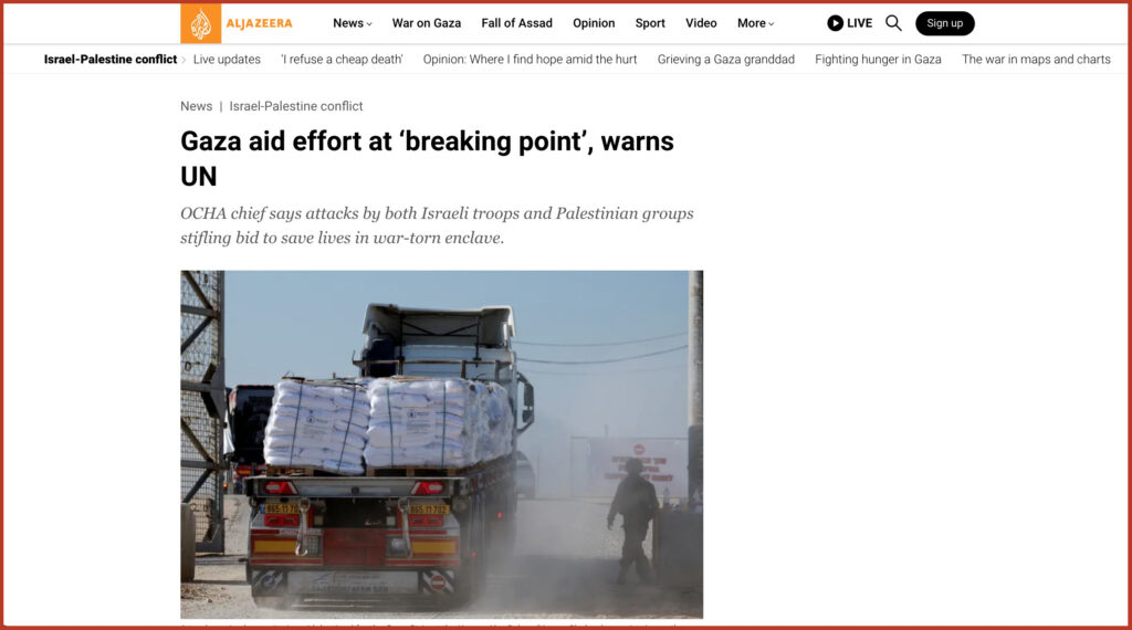 Gaza aid effort at ‘breaking point’, warns UN