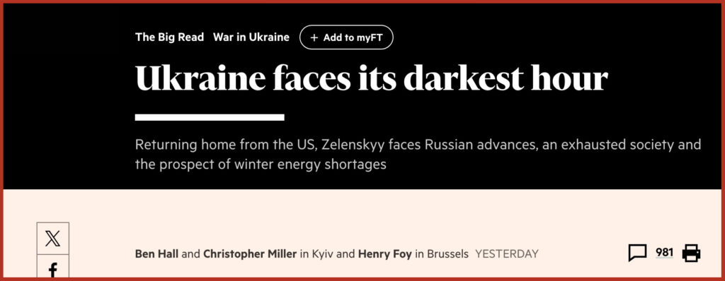 Ukraine faces its darkest hour Returning home from the US, Zelenskyy faces Russian advances, an exhausted society and the prospect of winter energy shortages