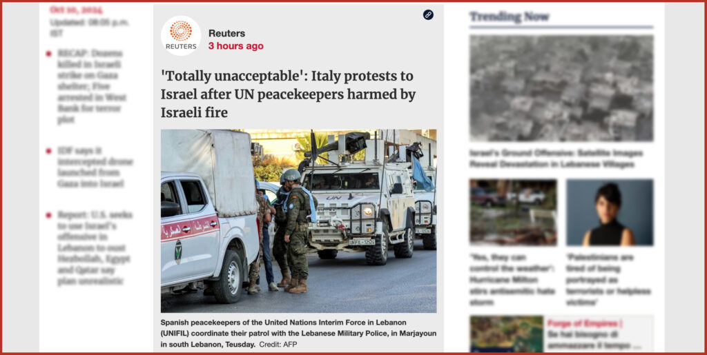 'Totally unacceptable': Italy protests to Israel after UN peacekeepers harmed by Israeli fire