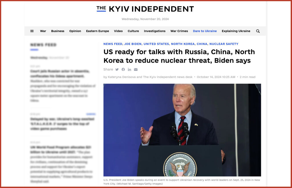 US ready for talks with Russia, China, North Korea to reduce nuclear threat, Biden says