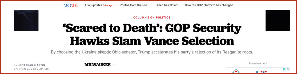 ‘Scared to Death’: GOP Security Hawks Slam Vance Selection