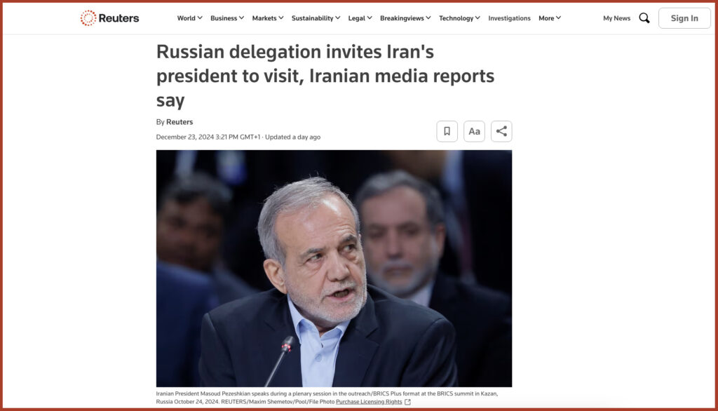 Russian delegation invites Iran's president to visit, Iranian media reports say