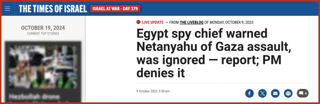 Egypt spy chief warned Netanyahu of Gaza assault, was ignored — report; PM denies it