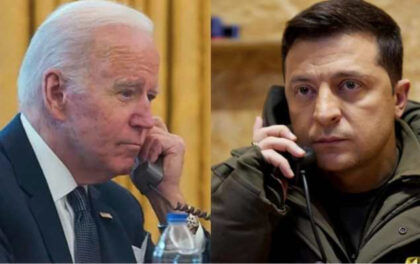 Foto d'archivio. Biden e Zelensky al telefono. L'annessione del Donbass e la richiesta ucraina di aderire alla Nato