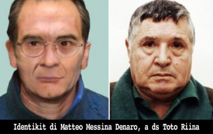 Identikit di Matteo Messina Denaro e Toto Riina. Matteo Messina Denaro "posato" a trent'anni da Riina