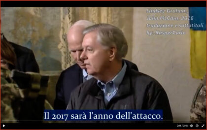 Lindsey Graham qui un video insieme all'altro falco repubblicano John McCain offre il sostegno dell'America agli ucraini per la loro guerra contro la Russia. Capodanno 2016. Ucraina. Droni su Mosca: la nuova escalation dettata dalla frustrazione