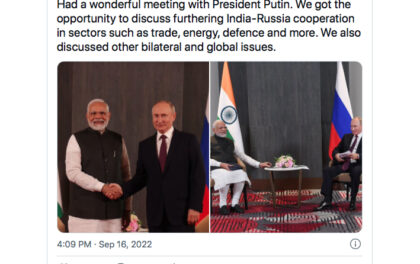 IL TWEET DI MODI. Modi e il meraviglioso incontro con Putin