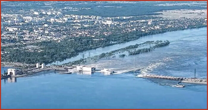 il bacino e la diga di Nova Kakhovka. uando gli ucraini colpirono la diga per far alzare il livello del Dniepr