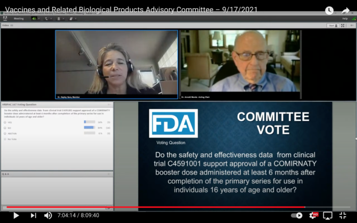 USA: comitato FDA contrario alla terza dose di vaccino per gli under 65